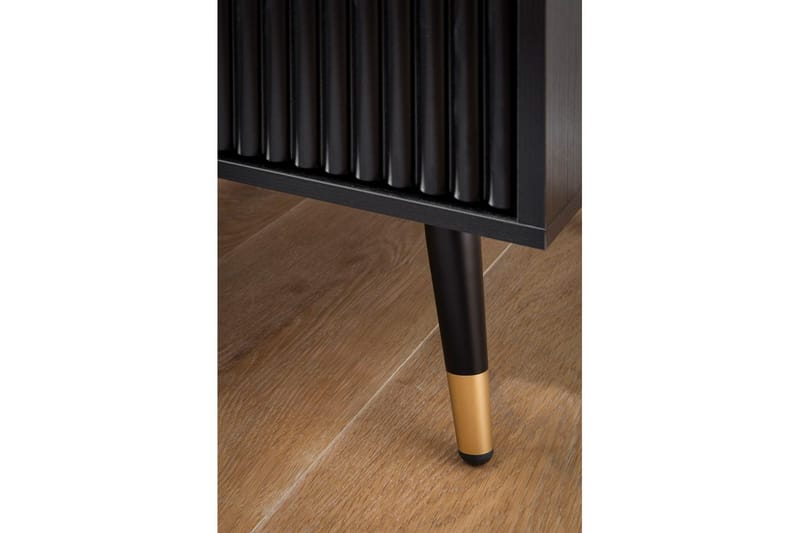 Nattbord Wohnling Moderne utseende med 2 skuffer laget av sponplater med eikeeffekt og blanke høydepunkter - Møbler - Bord - Avlastningsbord - Sengebord & nattbord