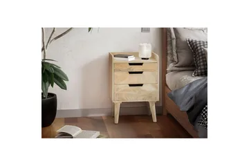 Nattbord Wohnling Moderne utseende med 3 skuffer laget av solid mangotre og en lagringshylle - Møbler - Bord - Avlastningsbord - Sengebord & nattbord