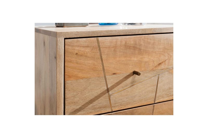 Nattbord Wohnling SIKAR solid mangotre for boksfjærseng metallinnlegg 2 skuffer - Møbler - Bord - Avlastningsbord - Sengebord & nattbord