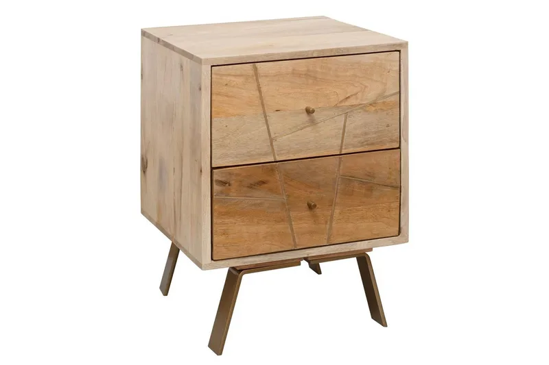 Nattbord Wohnling SIKAR solid mangotre for boksfjærseng metallinnlegg 2 skuffer, undefined