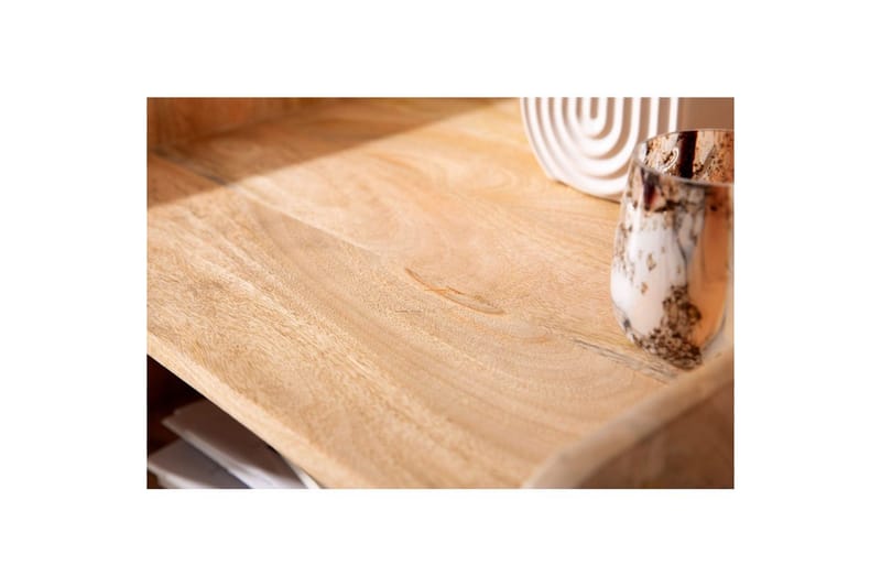 Nattbord Wohnling Solid Mangotre med 1 Skuffe Et Oppbevaringsbrett med Wienerflettverk - Møbler - Bord - Avlastningsbord - Sengebord & nattbord