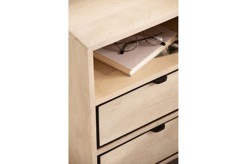 Nattbord Wohnling Solid Mangotre med 2 Skuffer Et Oppbevaringsrom - Møbler - Bord - Avlastningsbord - Sengebord & nattbord