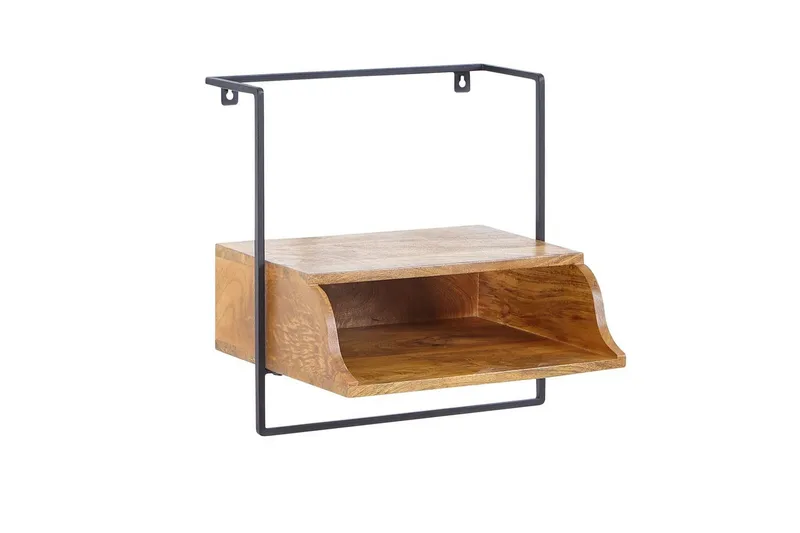 Nattbord Wohnling Vegghengt konsoll laget av solid mangotre med hylle, industriell, undefined