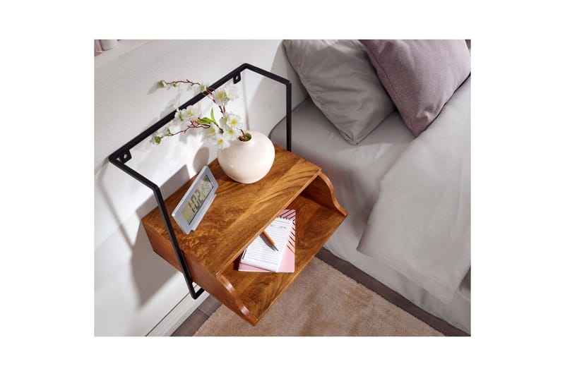 Nattbord Wohnling Vegghengt konsoll laget av solid mangotre med hylle, industriell - Møbler - Bord - Avlastningsbord - Sengebord & nattbord