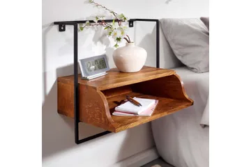 Nattbord Wohnling Vegghengt konsoll laget av solid mangotre med hylle, industriell - Møbler - Bord - Avlastningsbord - Sengebord & nattbord
