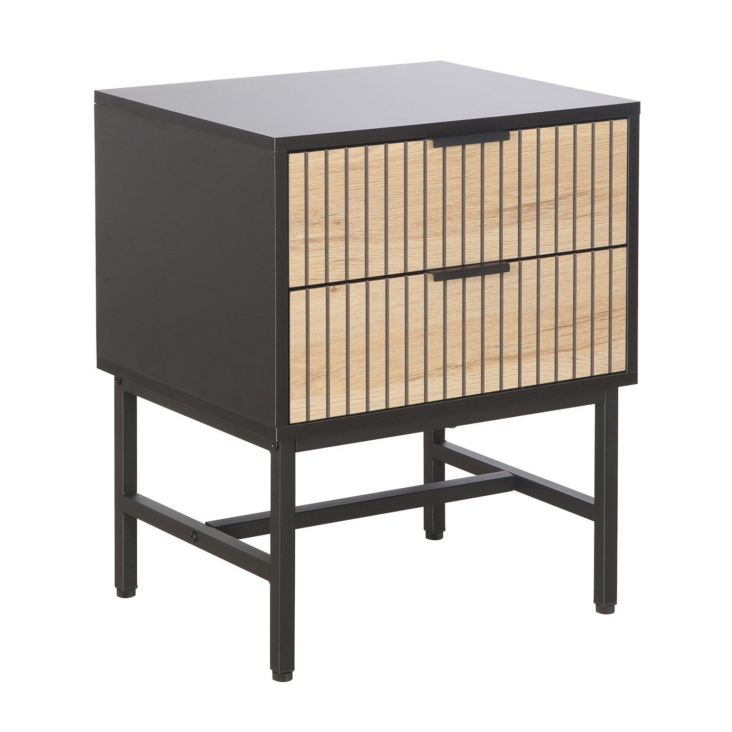 Nattbord/sidebord HOME4YOU Helve 40x36x60 cm melamin - svart / lyst tre