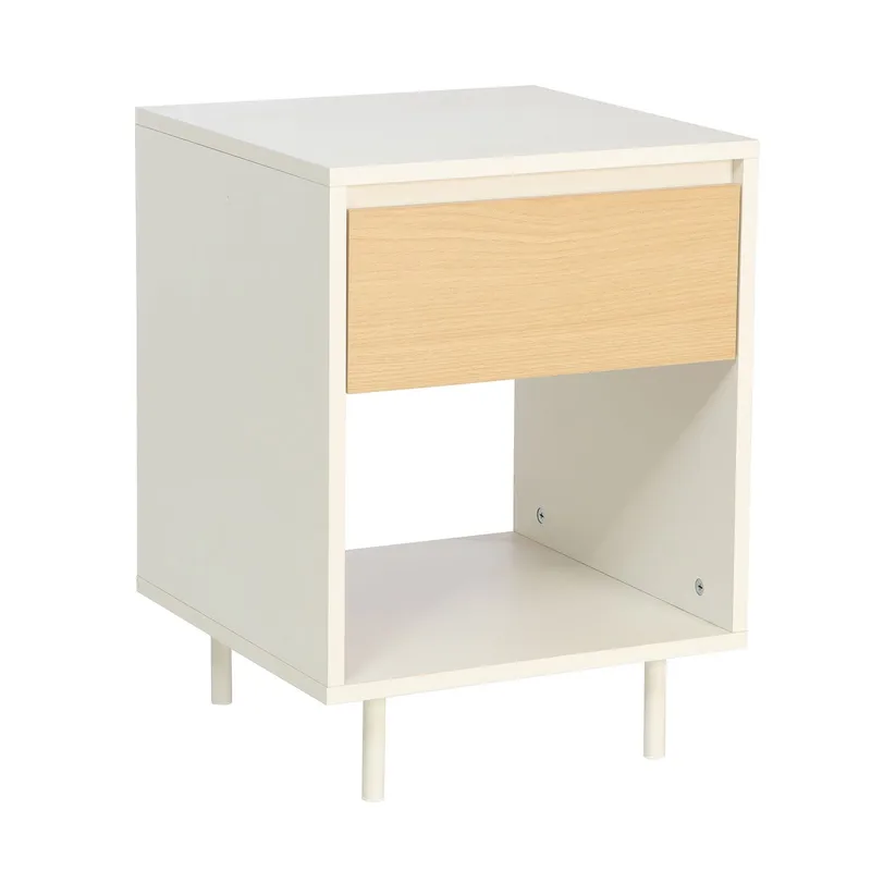 Nattbord/sidebord HOME4YOU Herta 40x40x54 cm, lyst tre/hvit