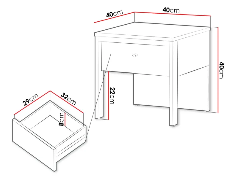 Navron Nattbord 40 cm - Beige/Svart - Møbler - Bord - Avlastningsbord - Sengebord & nattbord