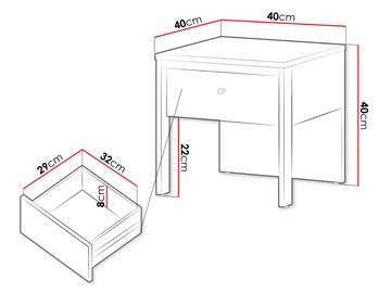 Navron Nattbord 40 cm - Beige/Svart - Møbler - Bord - Avlastningsbord - Sengebord & nattbord