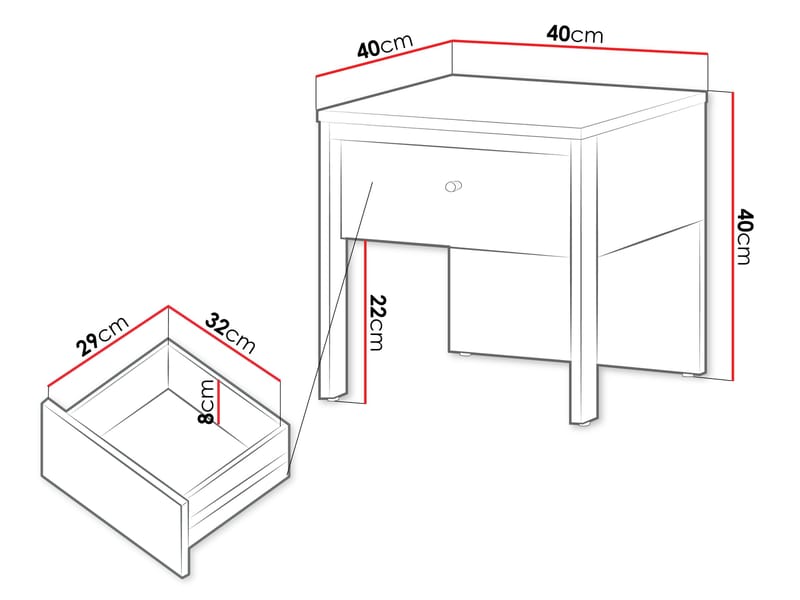 Navron Nattbord 40 cm - Beige/Svart - Møbler - Bord - Avlastningsbord - Sengebord & nattbord