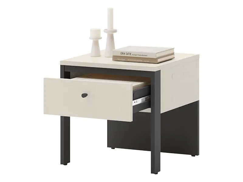 Navron Nattbord 40 cm - Beige/Svart - Møbler - Bord - Avlastningsbord - Sengebord & nattbord