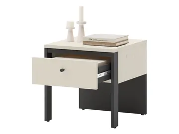 Navron Nattbord 40 cm - Beige/Svart - Møbler - Bord - Avlastningsbord - Sengebord & nattbord