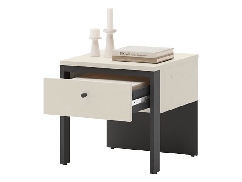 Navron Nattbord 40 cm - Beige/Svart - Møbler - Bord - Avlastningsbord - Sengebord & nattbord