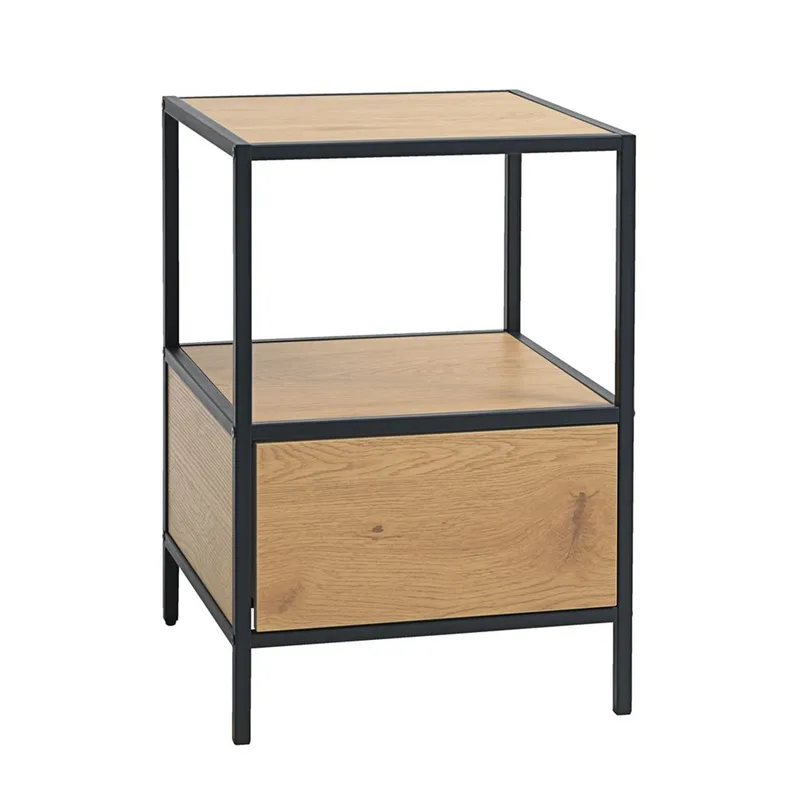 Nightstand/Side Table HOME4YOU, ask/svart