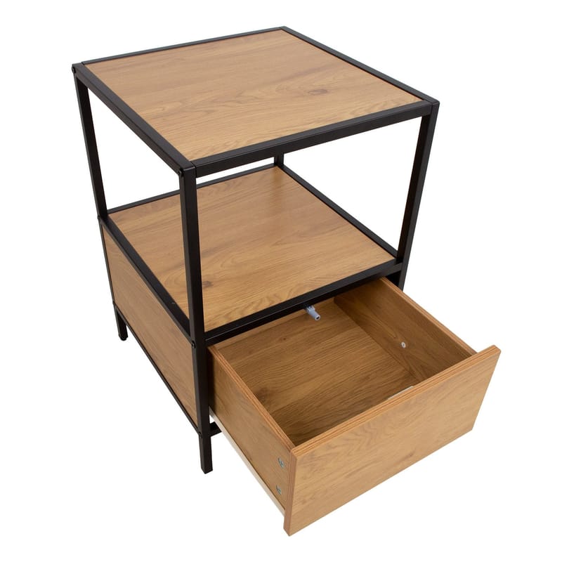 Nightstand/Side Table HOME4YOU - ask/svart - Møbler - Bord - Avlastningsbord - Sengebord & nattbord