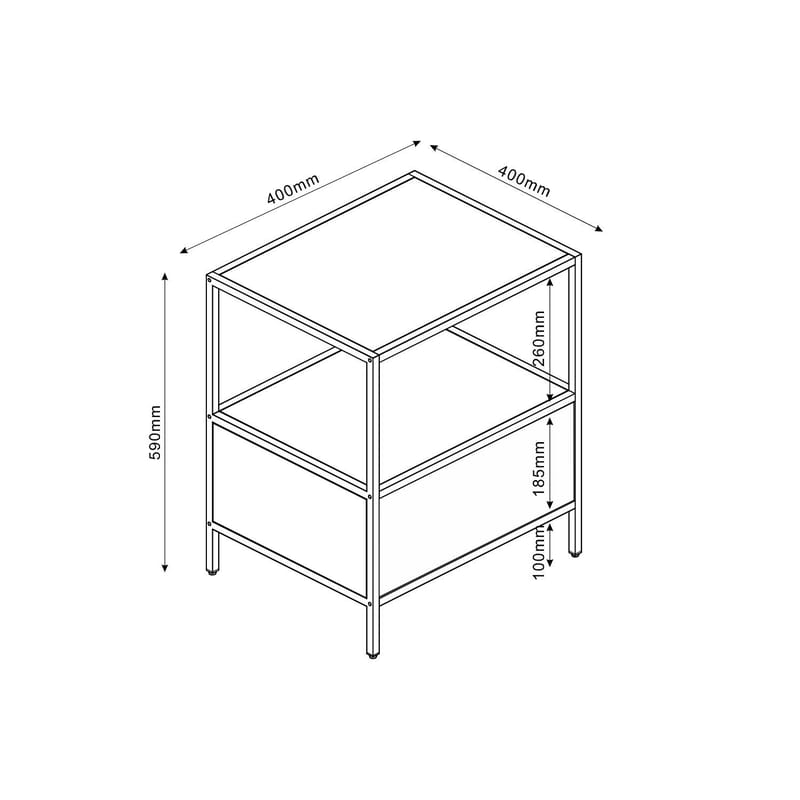 Nightstand/Side Table HOME4YOU - ask/svart - Møbler - Bord - Avlastningsbord - Sengebord & nattbord