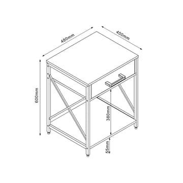 Nightstand/Side Table HOME4YOU - ask/svart - Møbler - Bord - Avlastningsbord - Sengebord & nattbord
