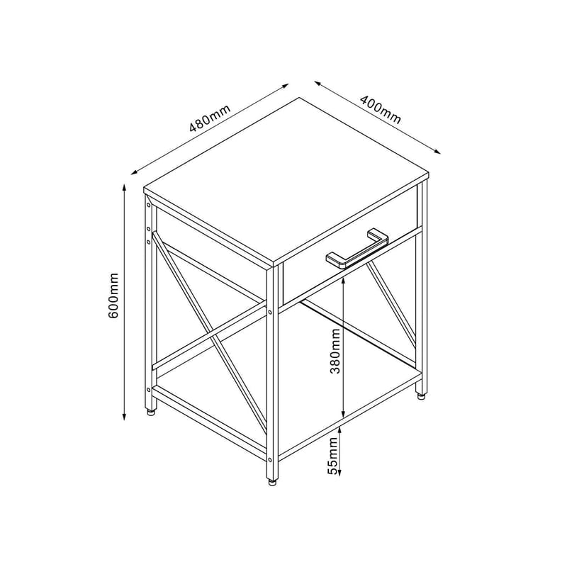 Nightstand/Side Table HOME4YOU - ask/svart - Møbler - Bord - Avlastningsbord - Sengebord & nattbord