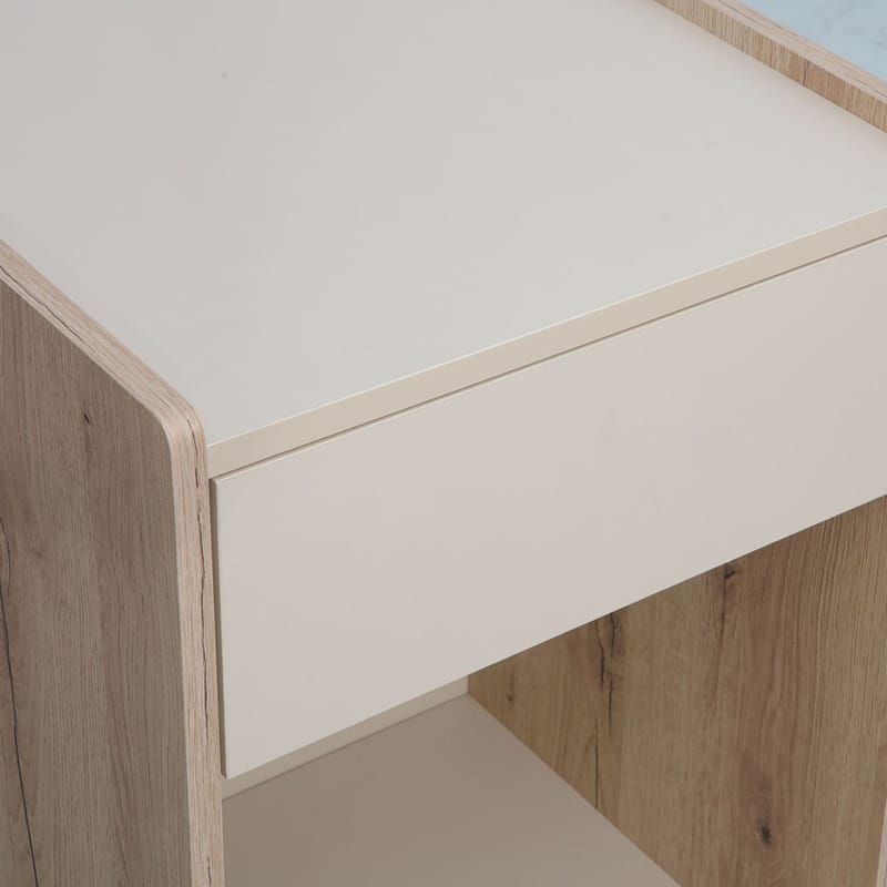 Nightstand/Side Table HOME4YOU - lyst tre / beige - Møbler - Bord - Avlastningsbord - Sengebord & nattbord