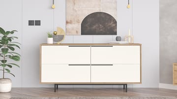 Nilena Konsoll 160x74,3x44,5 cm - Eik og hvit - Møbler - Bord - Avlastningsbord - Gangbord