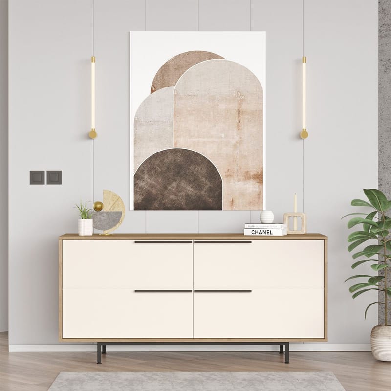 Nilena Konsoll 160x74,3x44,5 cm - Eik og hvit - Møbler - Bord - Avlastningsbord - Gangbord