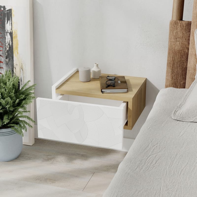Nilena Nattbord 38 cm - Hvit eik - Møbler - Bord - Avlastningsbord - Sengebord & nattbord