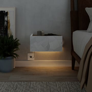 Nilena Veggmontert Nattbord 38 cm med Tre- og Eketre-utseende, Oppbevaring med Skuff og LED-belysning - Hvit/Brun - Møbler - Bord - Avlastningsbord - Sengebord & nattbord