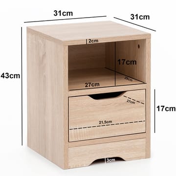 Norira Nattbord 31 cm - lys eik - Møbler - Bord - Avlastningsbord - Sengebord & nattbord