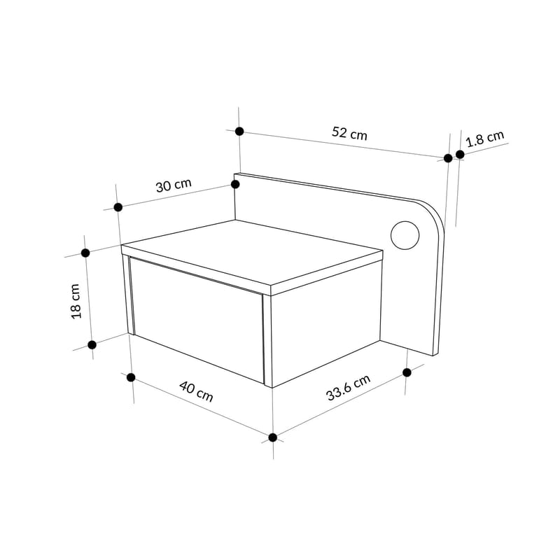 Nosina Nattbord 52 cm - krem - Møbler - Bord - Avlastningsbord - Sengebord & nattbord