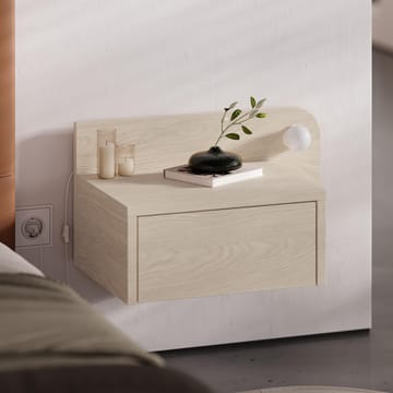 Nosina Veggmontert Nattbord 52 cm med Tre- og Eikeutseende, Oppbevaring med Skuff og LED-belysning - Beige - Møbler - Bord - Avlastningsbord - Sengebord & nattbord