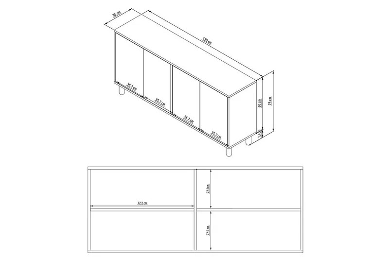 Ovrin Konsollbord 150 cm - Hvit - Møbler - Bord - Avlastningsbord - Gangbord