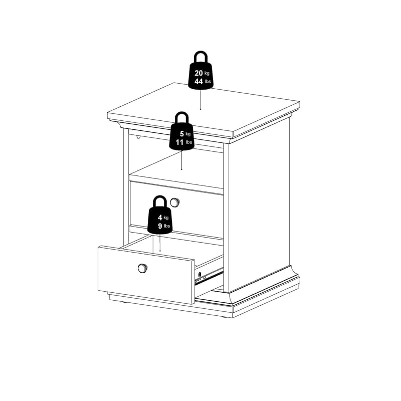 Paris Nattbord 43x40x59 cm - Møbler - Bord - Avlastningsbord - Sengebord & nattbord