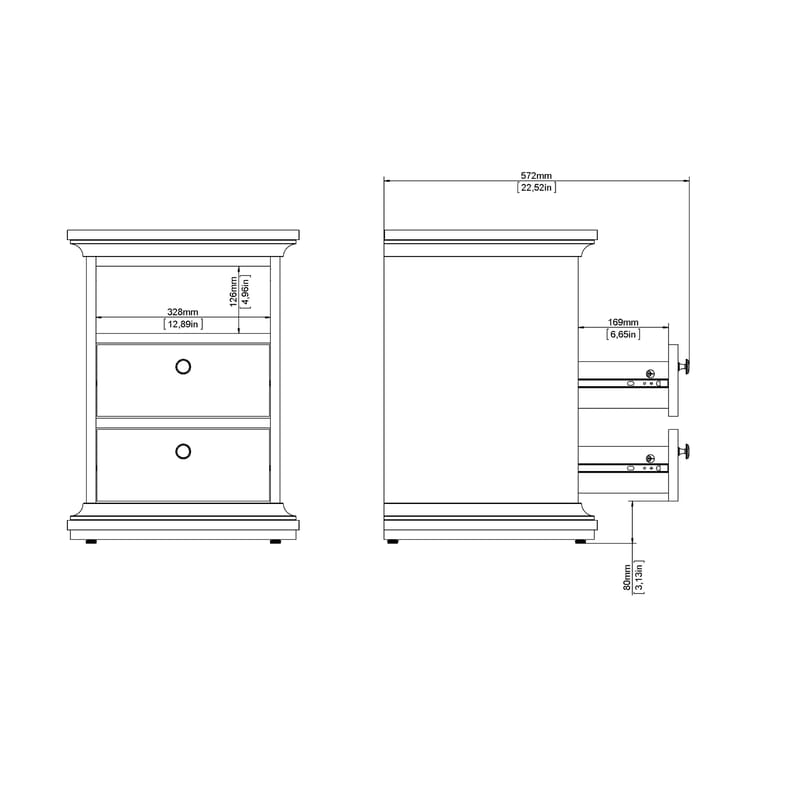 Paris Nattbord 43x40x59 cm - Møbler - Bord - Avlastningsbord - Sengebord & nattbord