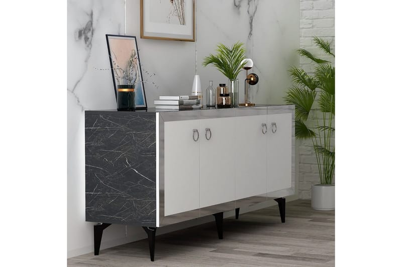 Petrolla Konsollbord 150 cm - Svart/Hvit/Sølv - Møbler - Bord - Avlastningsbord - Gangbord