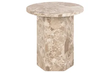 Prisa Rundt Sidebord i Marmorstein 50 cm - Beige - Møbler - Bord - Avlastningsbord - Lampebord & sidebord