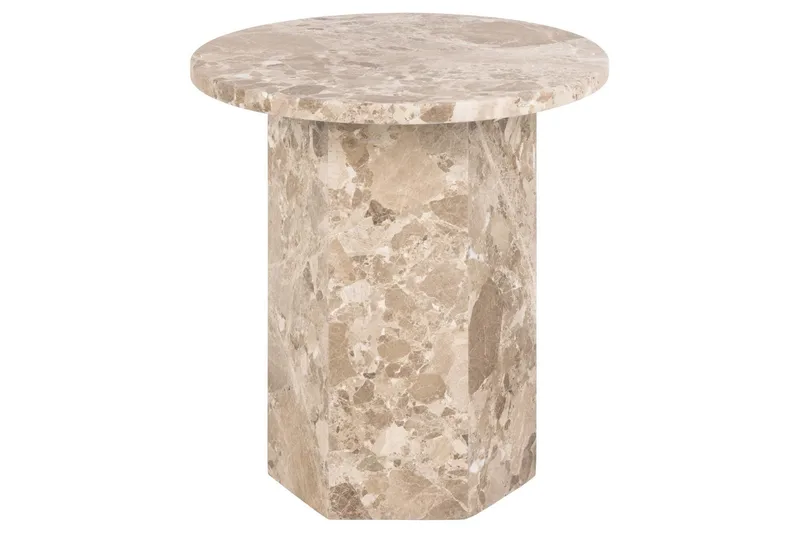 Prisa Rundt Sidebord i Marmorstein 50 cm - Beige - Møbler - Bord - Avlastningsbord - Lampebord & sidebord