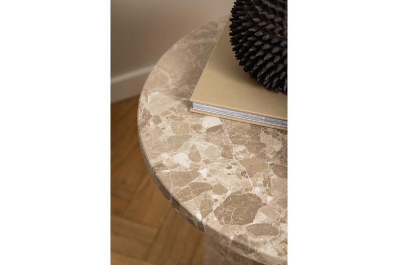 Prisa Rundt Sidebord i Marmorstein 50 cm - Beige - Møbler - Bord - Avlastningsbord - Lampebord & sidebord