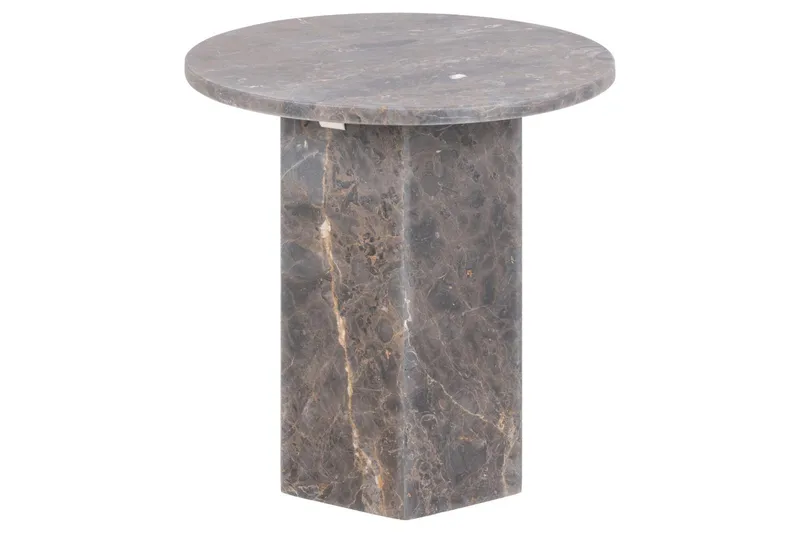 Prisa Rundt Sidebord i Marmorstein 50 cm, Grå / Brun