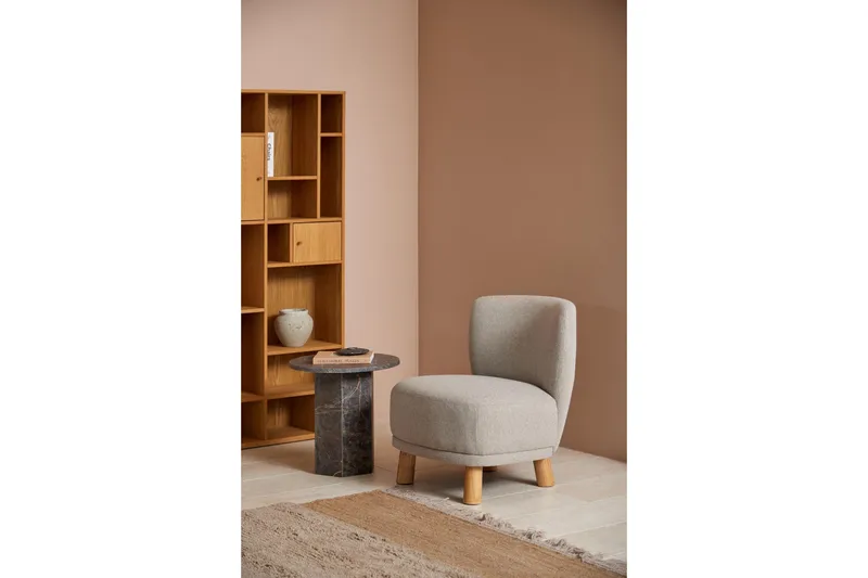 Prisa Rundt Sidebord i Marmorstein 50 cm - Grå / Brun - Møbler - Bord - Avlastningsbord - Lampebord & sidebord