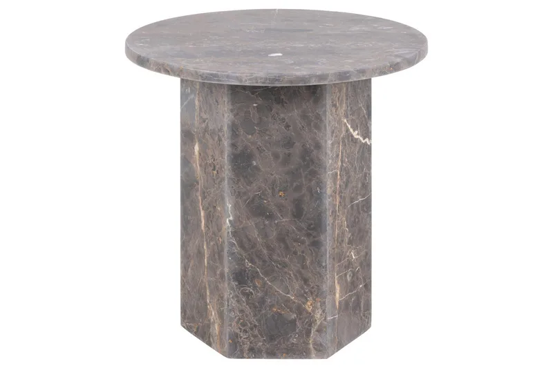 Prisa Rundt Sidebord i Marmorstein 50 cm - Grå / Brun - Møbler - Bord - Avlastningsbord - Lampebord & sidebord