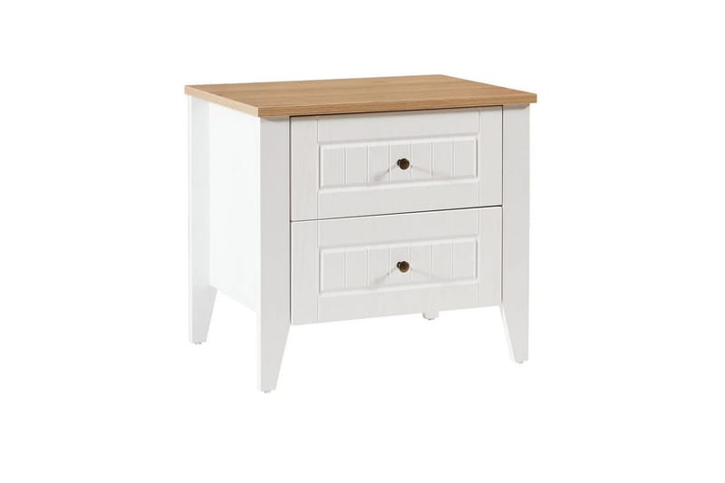 Ranko Nattbord 60 cm - Mellomfarget tre/Hvit - Møbler - Bord - Avlastningsbord - Sengebord & nattbord
