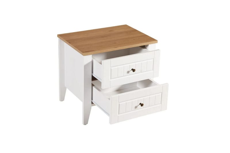 Ranko Nattbord 60 cm - Mellomfarget tre/Hvit - Møbler - Bord - Avlastningsbord - Sengebord & nattbord