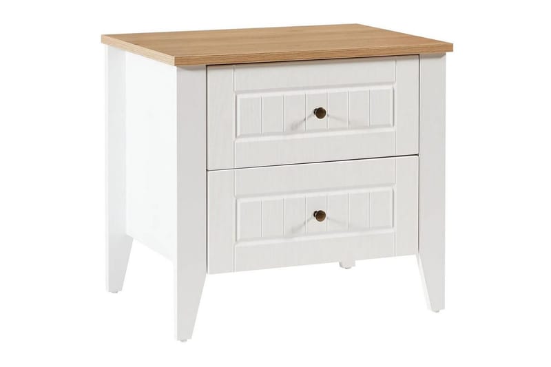 Ranko Nattbord 60 cm - Mellomfarget tre/Hvit - Møbler - Bord - Avlastningsbord - Sengebord & nattbord