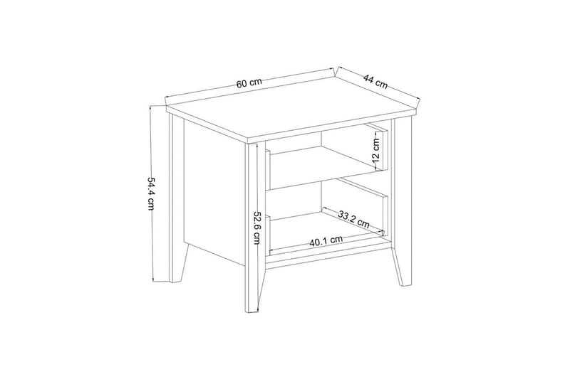 Ranko Nattbord 60 cm - Mellomfarget tre/Hvit - Møbler - Bord - Avlastningsbord - Sengebord & nattbord