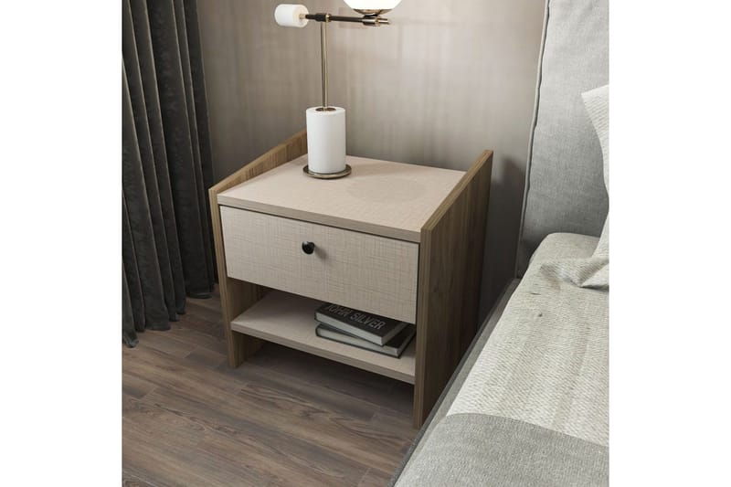 Retzow Nattbord - Valnøtt/Beige - Møbler - Bord - Avlastningsbord - Sengebord & nattbord