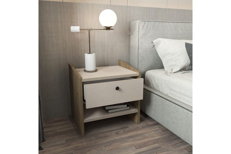 Retzow Nattbord - Valnøtt/Beige - Møbler - Bord - Avlastningsbord - Sengebord & nattbord