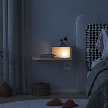 Rilina Veggmontert Nattbord 40 cm med Tre- og Eikutseende, Oppbevaring med Hylle og LED-belysning - Beige - Møbler - Bord - Avlastningsbord - Sengebord & nattbord
