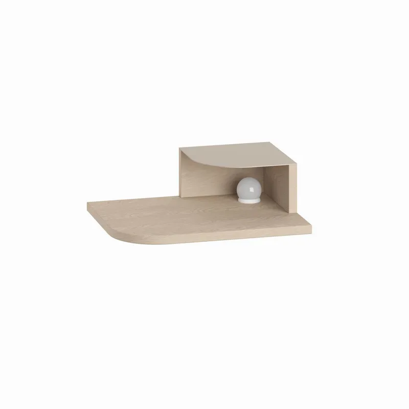 Rilina Veggmontert Nattbord 40 cm med Tre- og Eikutseende, Oppbevaring med Hylle og LED-belysning, Beige
