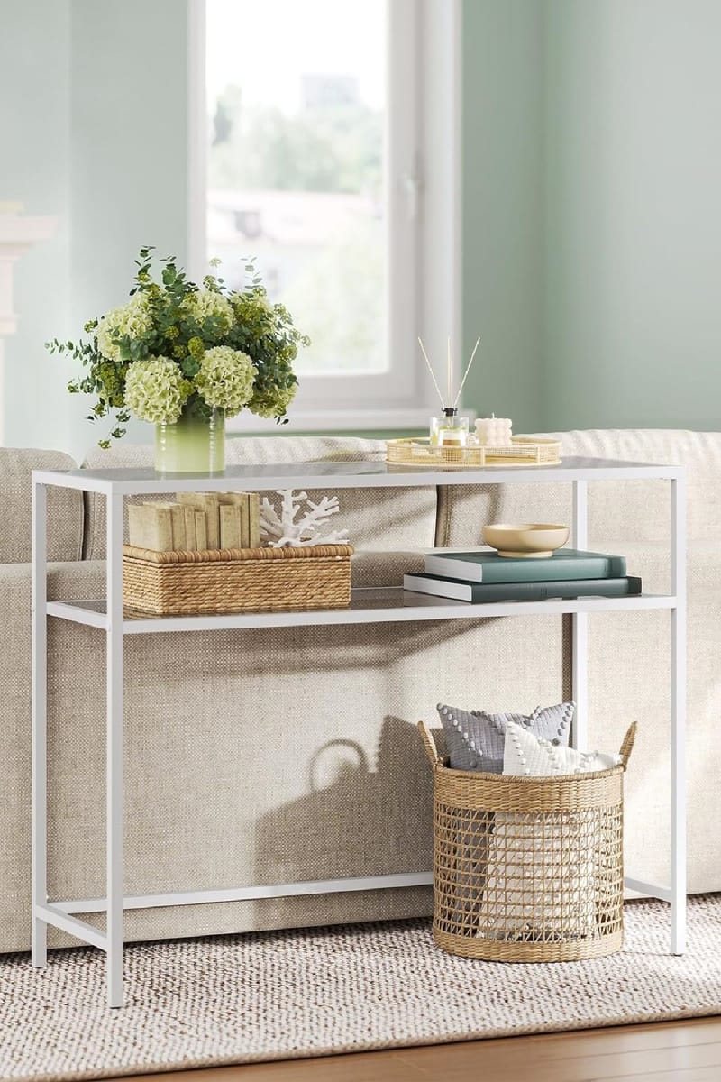 Rovena Kommode 90 cm - Hvit og transparent - Møbler - Bord - Avlastningsbord - Gangbord