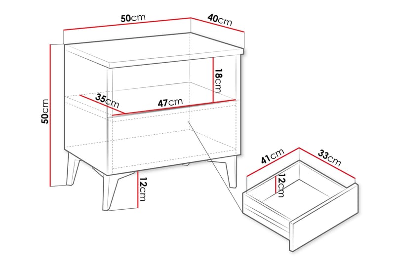 Royston Nattbord 50 cm - Beige - Møbler - Bord - Avlastningsbord - Sengebord & nattbord